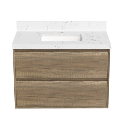 Meuble-lavabo mural avec plateau en marbre