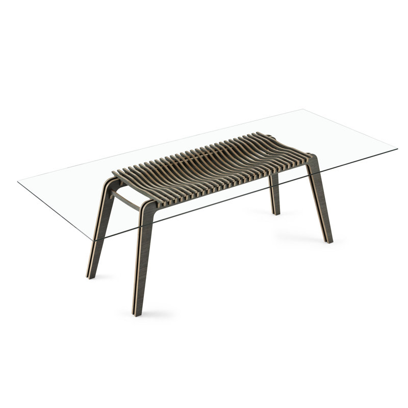 Hiab Glass Dining Table, Gray, 59.06" W x 102.36" L