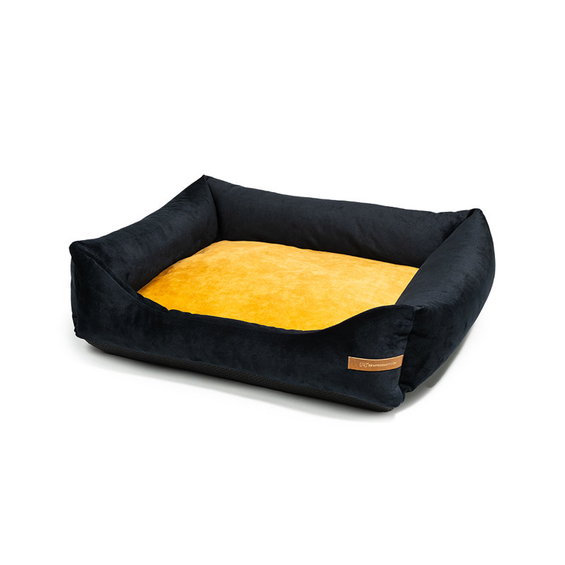 Orthopedic Polyester Pet Bed, 15cm H x 65cm W x 75cm D, Black/Yellow