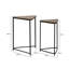 Metal Nesting End Table for Living Room Furniture, Wooden Top Nest of 2 Side Tables, Accent Tables
