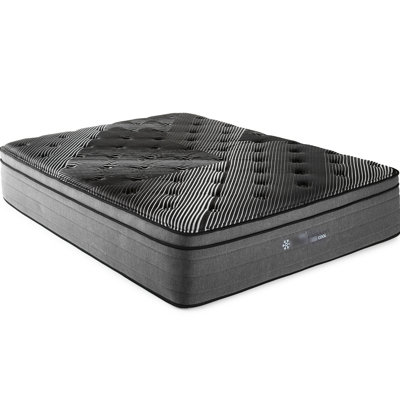 Matelas Pure Ice Ultra King de 38 cm (15 po). Expérience de sommeil plus fraîche grâce à 5 cm (2 po) de cuivre, gel, argent et graphite. Ressorts ensachés sur tout le périmètre pour une meilleure absorption des chocs. Ajustable. Matelas sur mesure – Convient aux personnes de 8 à 18 ans.