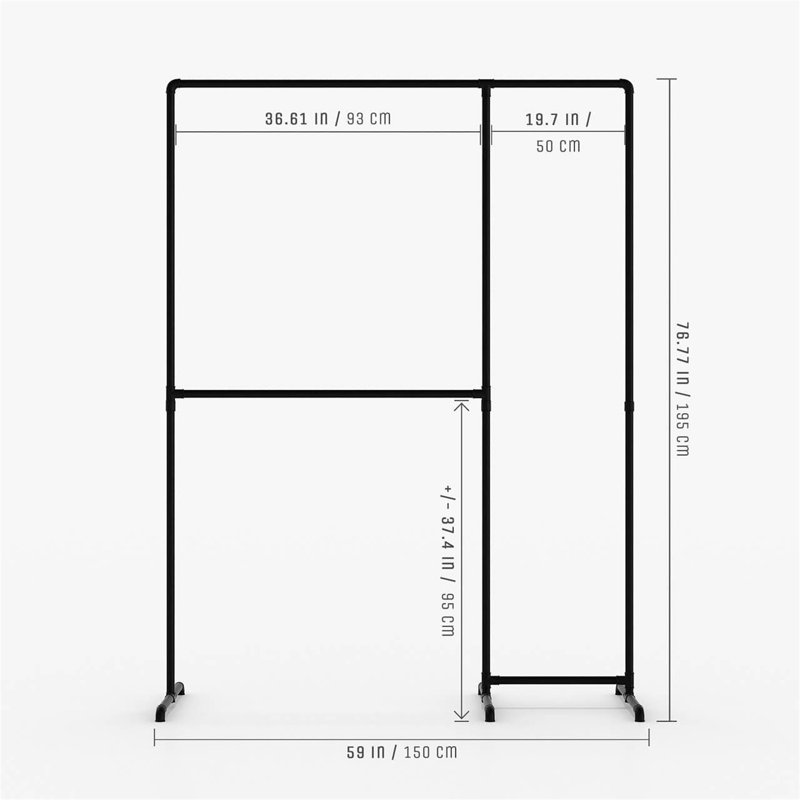 Black Industrial Double Rail Clothes Rack with Steel Tubes