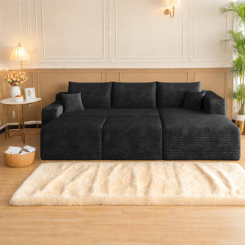 Canapé modulaire en velours côtelé 95 pouces