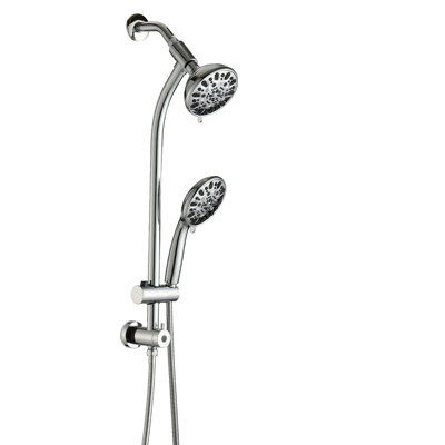 No-Tool Installation 5 Inch Rain Shower & 7-Spray Handheld Combo With 26" Adjustable Slide Bar, Dual Flow 1.8GPM Watersense​