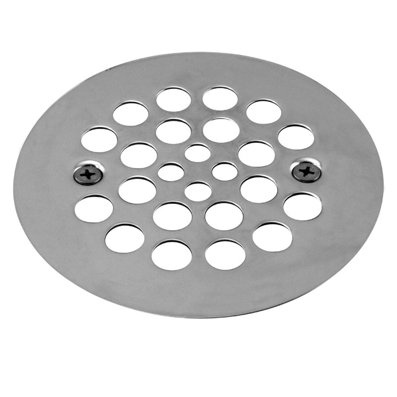 4-1/4" OD Brass Shower Strainer Grid Drain Cover, Polished Chrome