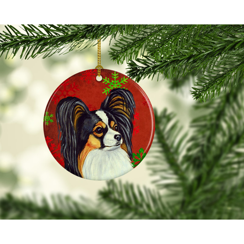 Ornement figurine suspendu en céramique de noël flocon de neige papillon