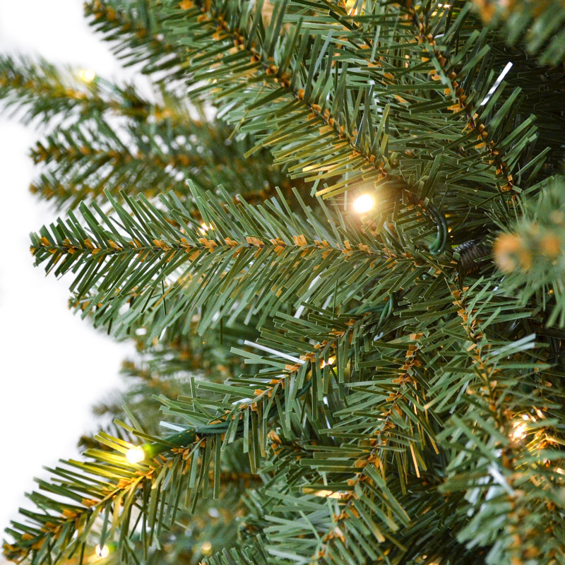 Arbre de Noël complet en PVC pré-éclairé, lumières DEL et base en métal, H 7 pi