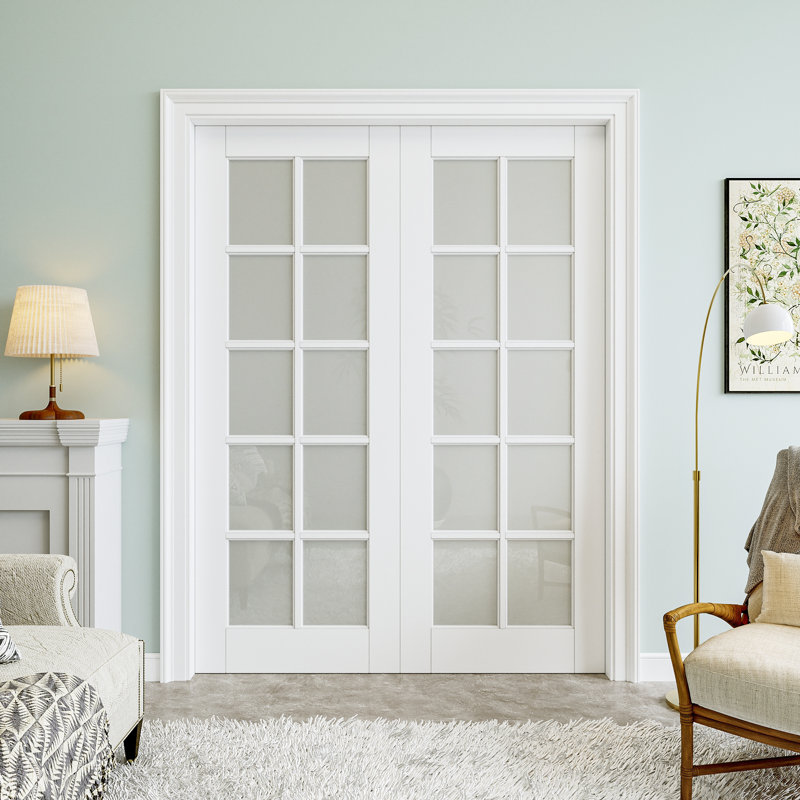 Porte de dalle en verre givré 10-Lite, dalle de porte intérieure en verre fritté en céramique trempée, apprêté blanc / préfini blanc, porte standard à noyau solide, porte de garde-manger, porte de pièce