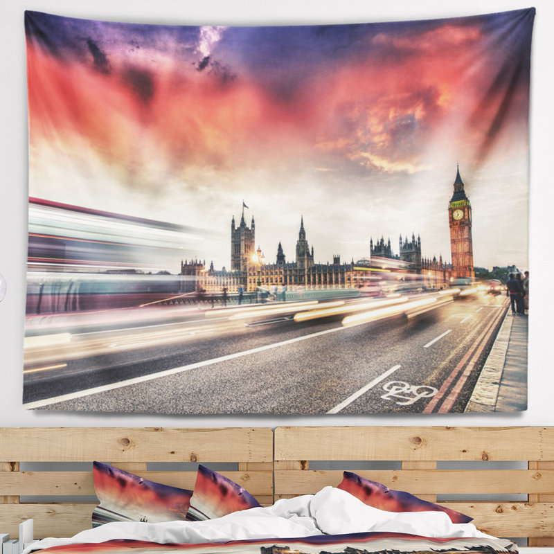 Paysage urbain de londres westminster bridge tapestry, H 32 po x l 39 po