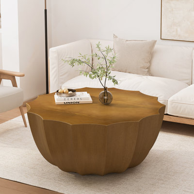 Table basse imperméable 35,43 po pour l'extérieur et l'intérieur, conception en ciment Mgo durable, convient aux terrasses, jardins, arrière-cours et salons (couleur grain de bois foncé)