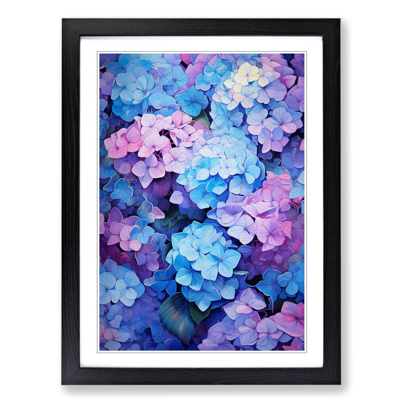Hydrangea Informel - Framed Print, Black , 34cm H x 25cm W x 2cm D