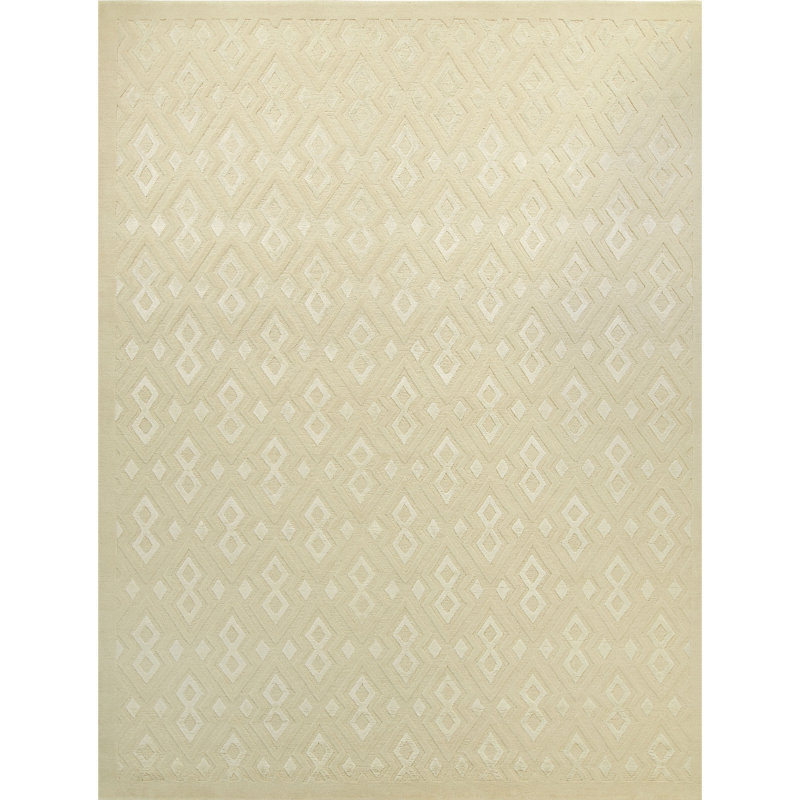 Tapis écru de haute qualité noué à la main, Rectangle 6 pi x 9 pi