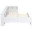 Lit plateforme simple en L en bois avec lit gigogne, tiroir de rangement et tablettes, station de charge, blanc-2132308982