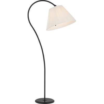 Dume Large Arched Floor Lamp with Silk Pleated Shade