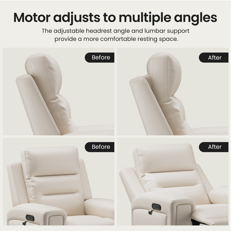 Leather Power Recliner Chair with Triple Motor Adjustment, USB/Type-C Charging & 7-Color LED Lighting – Home Theater Seating