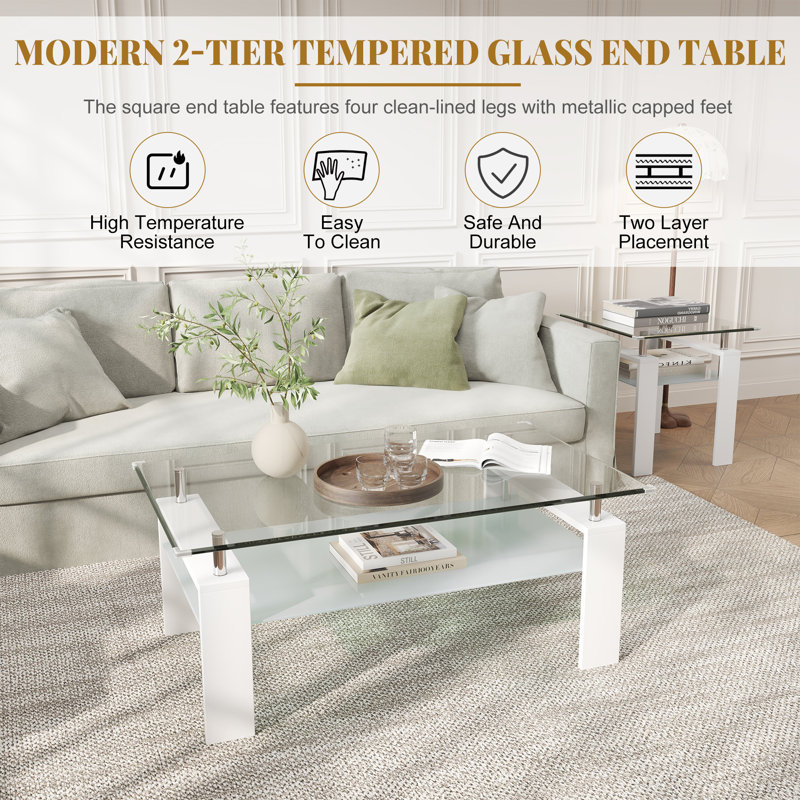 Michiko cocktail table,living room table,Rectangle Coffee Table with storage, White
