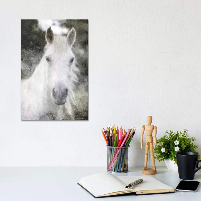 White Horse Mystique by Bluebird Barn - Wrapped Canvas Print, 20.32 cm H x 30.48 cm W