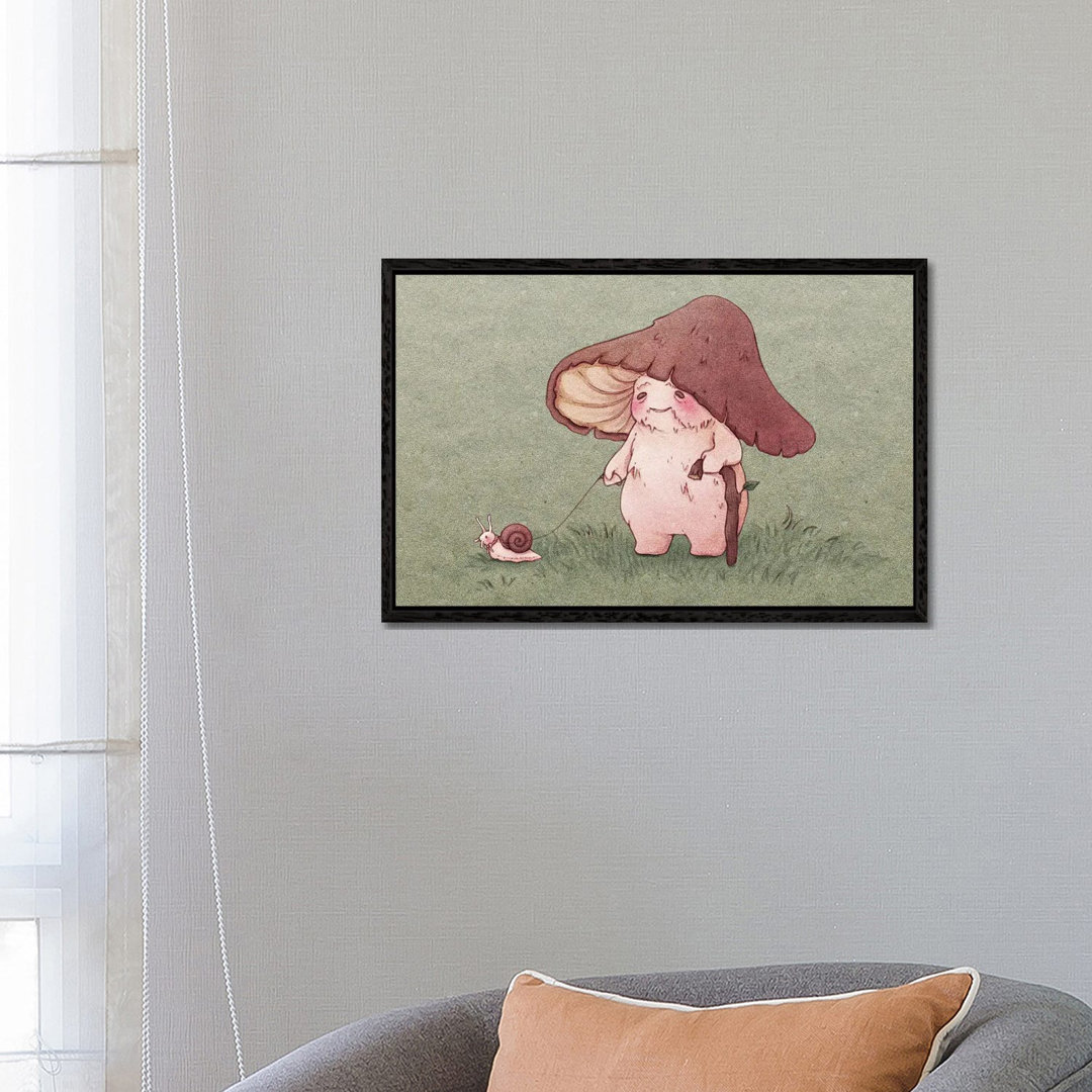 Elderly Mushroom Walking Pet Snail von Fairydrop Art - Gallery-Wrapped Canvas Giclée on Canvas