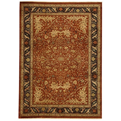 Tapis rouge et noir noué à la main de haute qualité