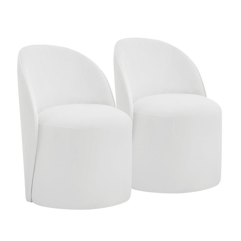 Chaise d'appoint rembourrée avec roulettes Lola (ensemble de 2), Blanc