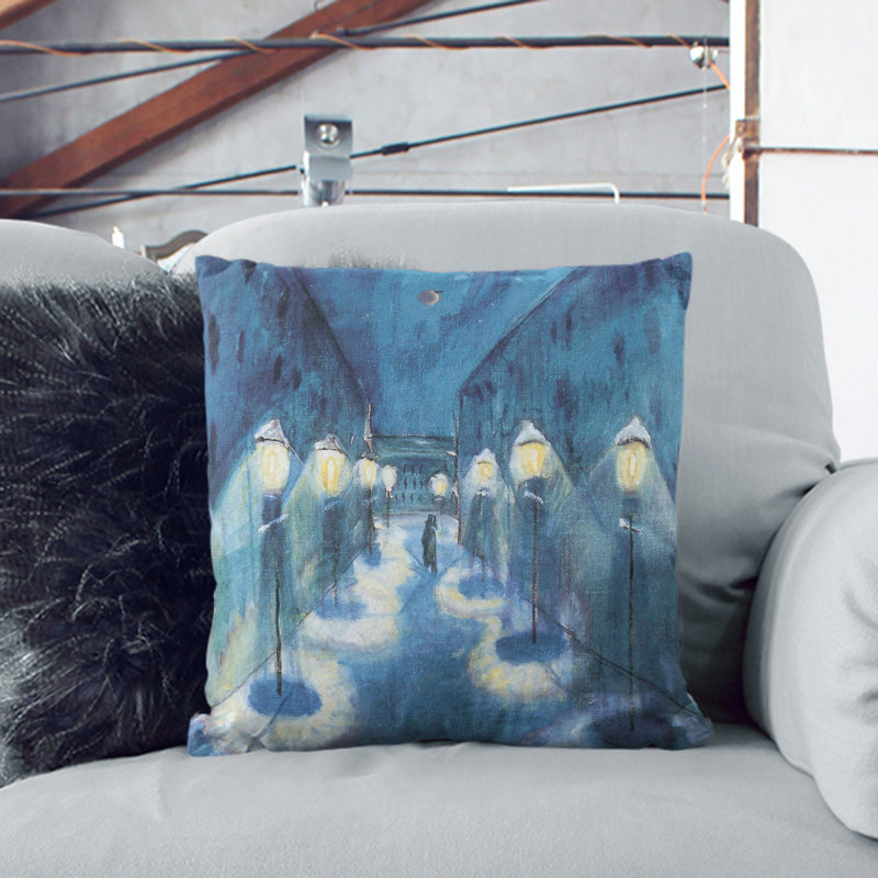 Night Road Square Throw Cushion, Stone, 55cm H x 55cm W x 20cm D