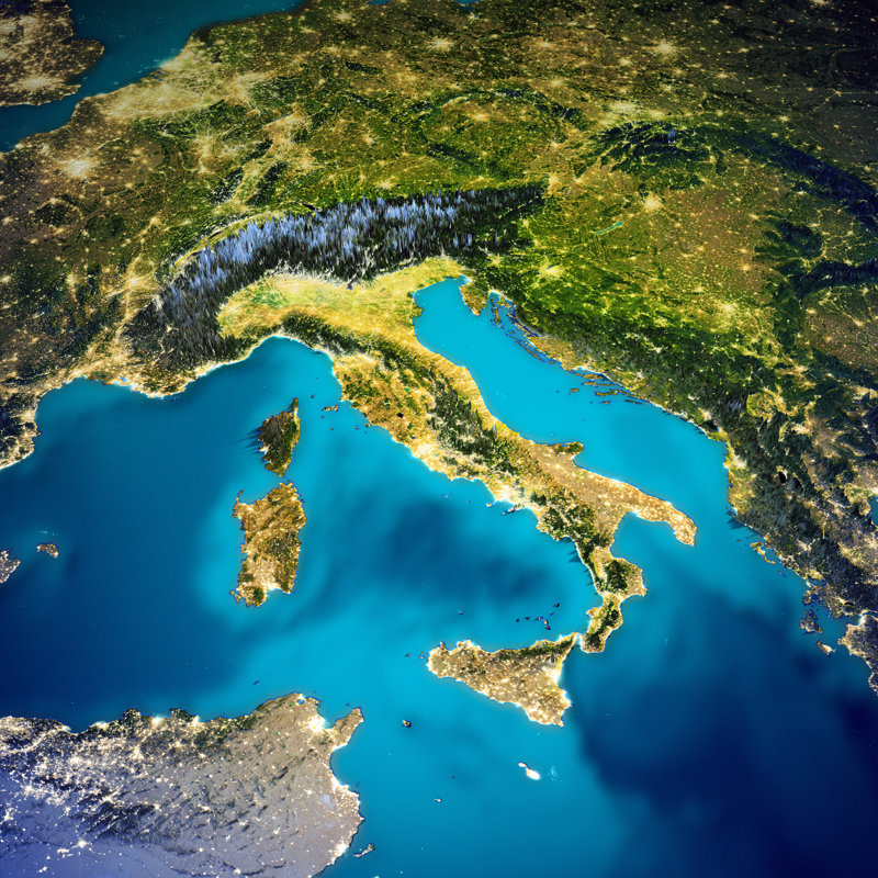 Italy Space Map by 1xpert - Wrapped Canvas Print, 51cm H x 51cm W x 3.8cm D