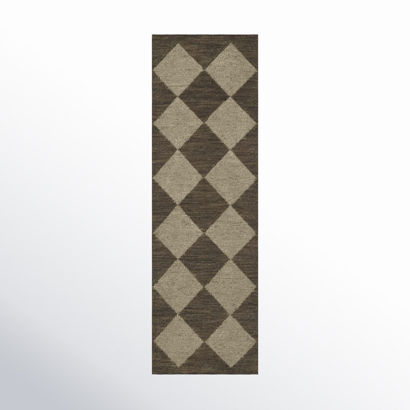 Winnie Wool Geometric Area Rug in Brown/Tan, Runner 2'6" x 8' 