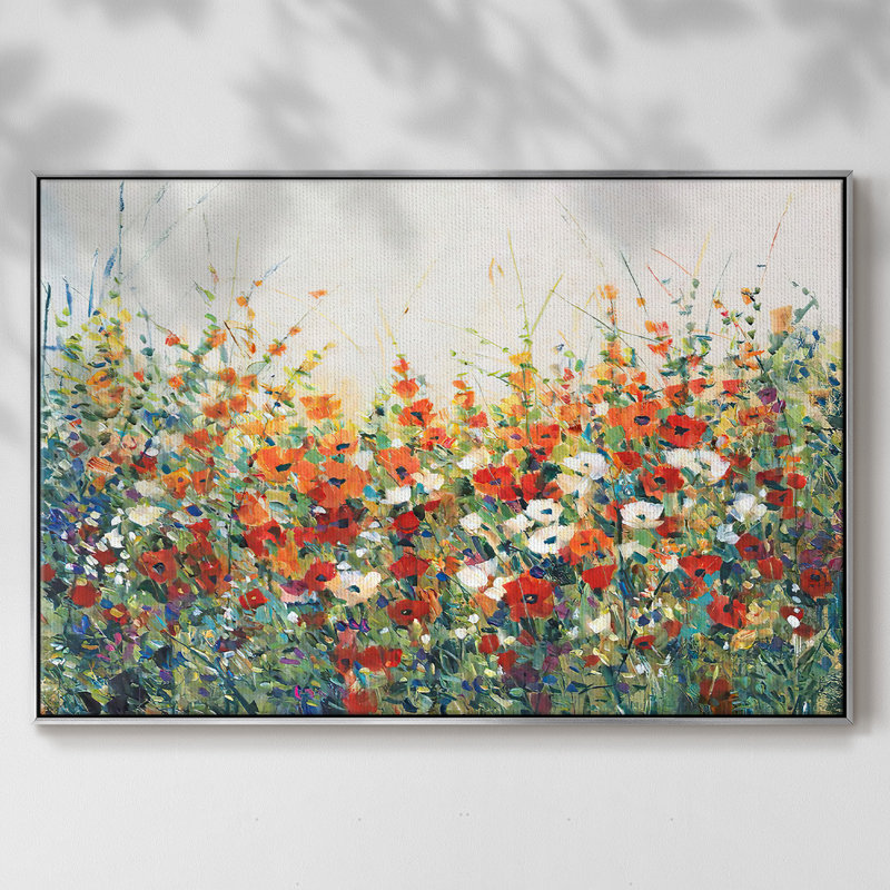 «Garden in Bloom I», reproduction d'art sur toile, H 17 po x l 25 po x P 2 po, Encadrement argenté