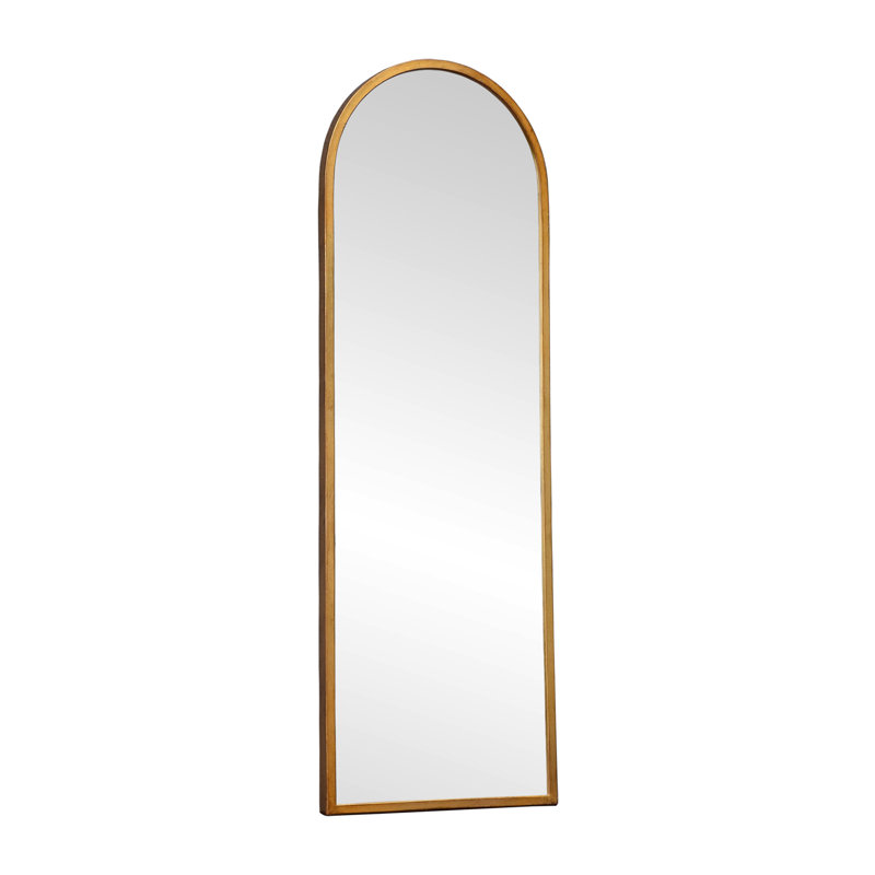 Metal Arch Wall Mirror, Distressed Gold