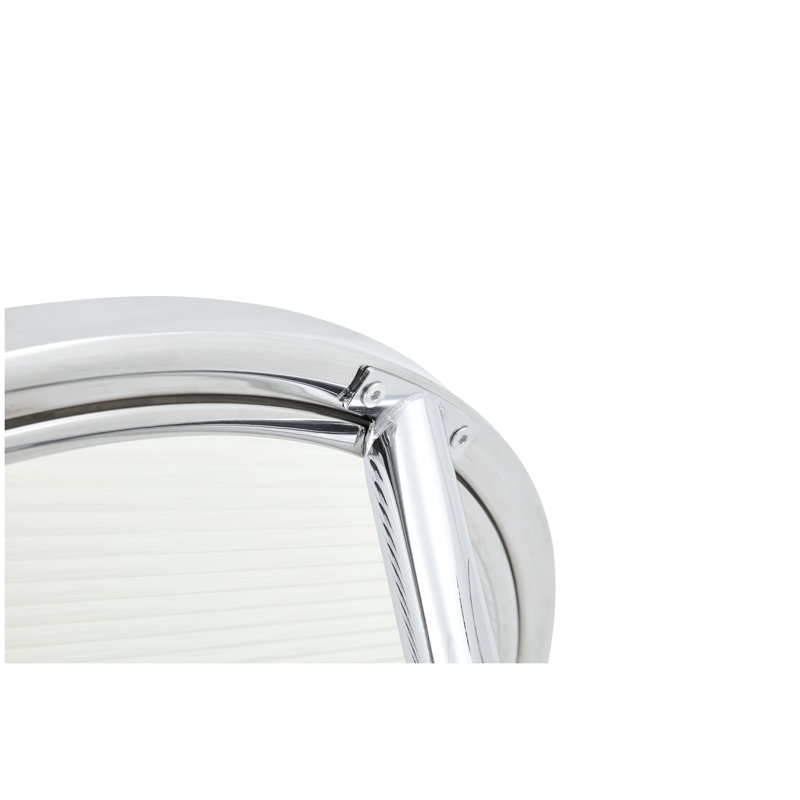 Table de bar ronde avec plateau en verre trempé nervuré et base en acier inoxydable chromé, diamètre de 27,95 po, Chrome