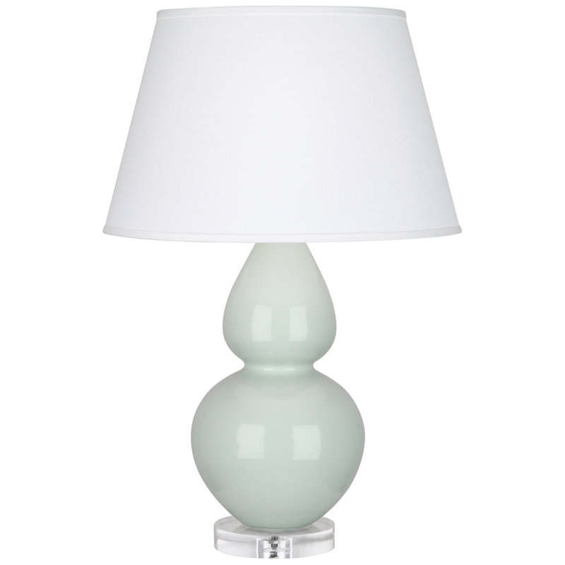 Double Gourd Ceramic Table Lamp, Celadon/Lucite, Ivory
