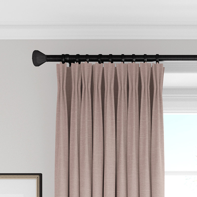 Luxe Linen Solid Semi-Sheer Pinch Pleat Single Curtain Panel, 20" W x 96" L, Blush