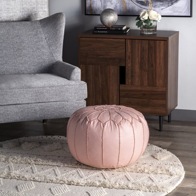 Pouf rond en similicuir de 20 po de largeur