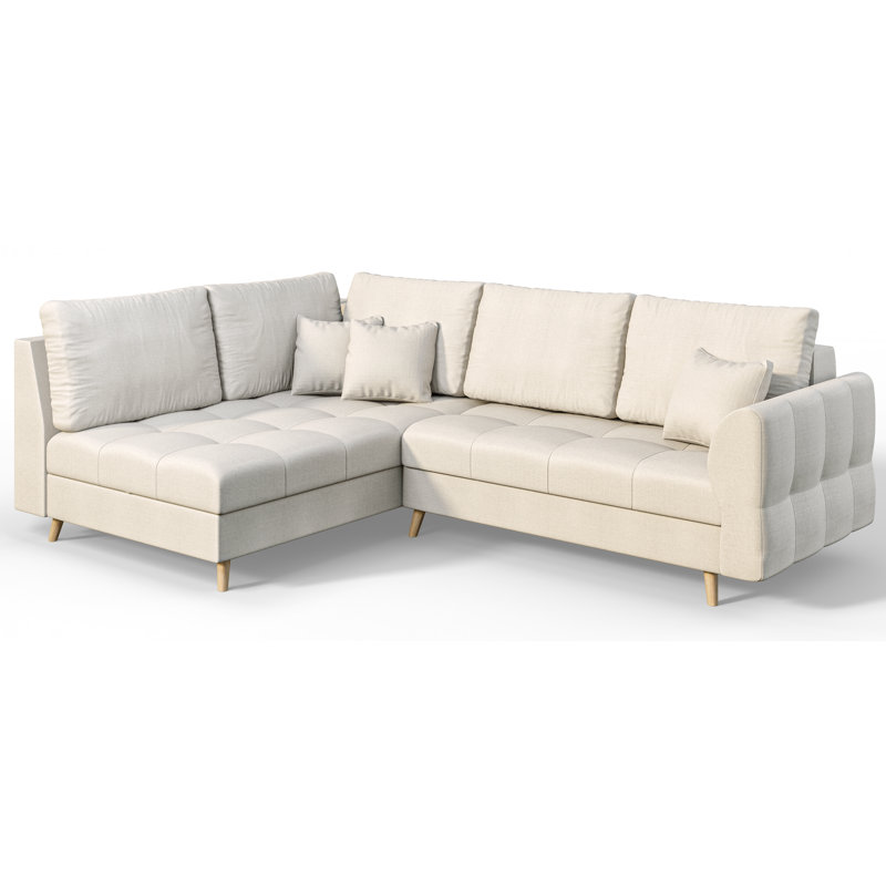 Scandinavian Corner Sofa, Ecru, Left Hand Facing