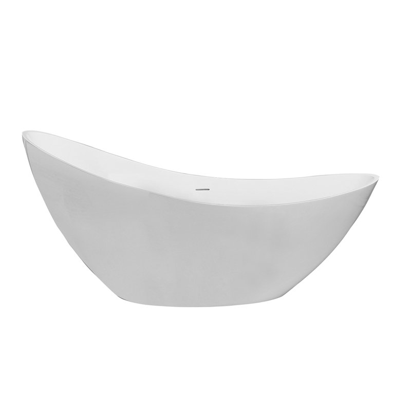 72.62'' x 30.75'' Freestanding Soaking Resin Bathtub, White
