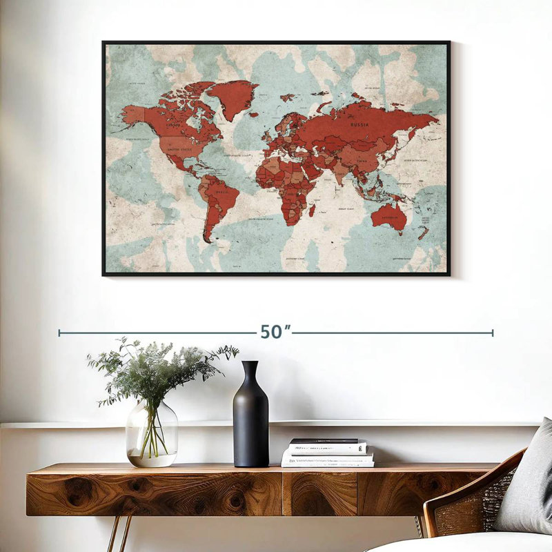 Keiri Aged World Map XII, 27" H x 40" W