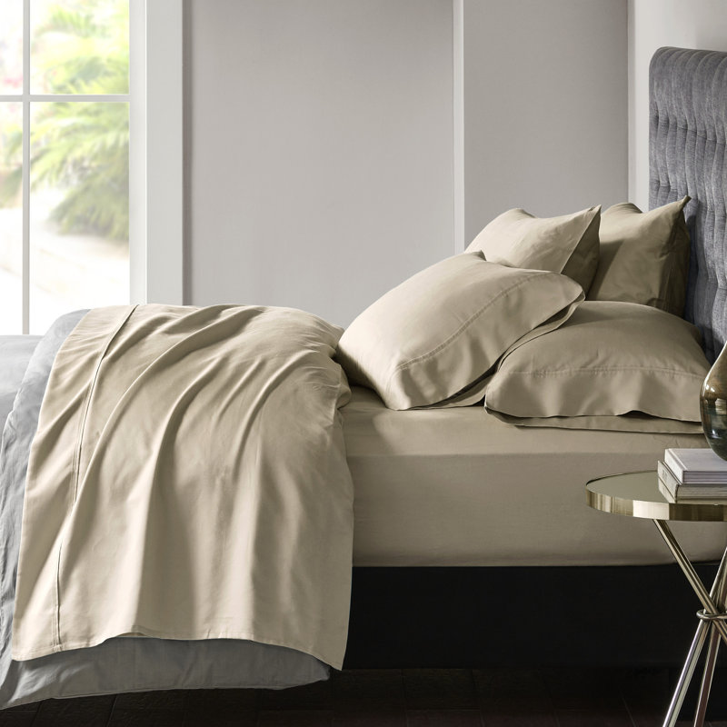 800 Thread Count Khaki Cotton Blend Sateen 6-Piece King Sheet Set, King  Sheet Set + 1 Fitted Sheet + 4 Pillowcases, Khaki