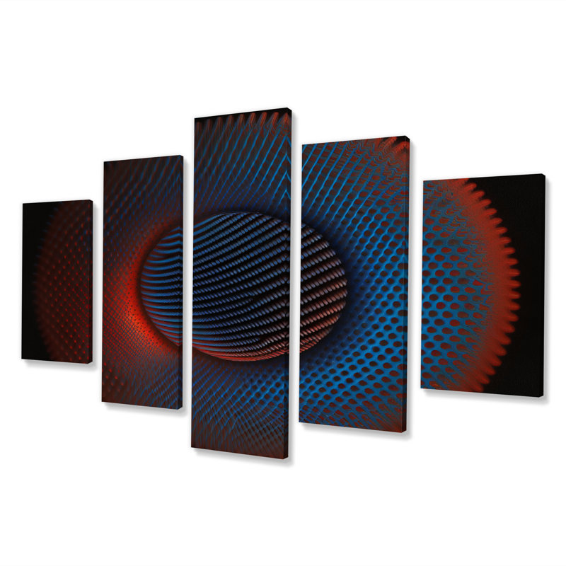 Portail Moire Futuristic Matrix I - Art mural moderne sur toile géométrique - 5 panneaux