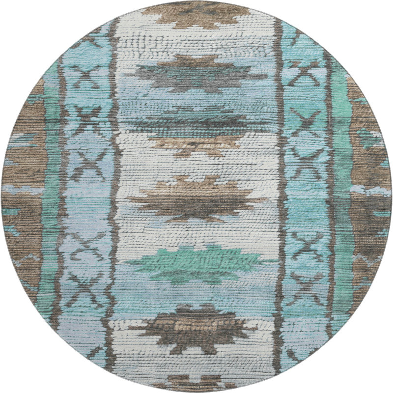Premium Machine Washable Tiana Tribal Rug, Round 8'