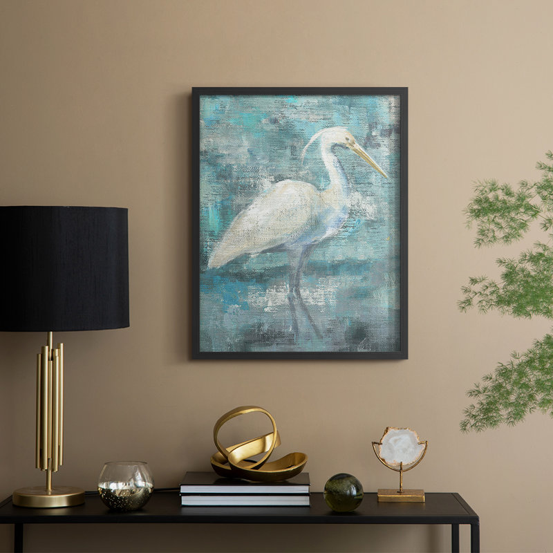 Coastal Egret I, reproduction encadrée - bois massif, Noir, noir, noir, noir, H 30 po x l 24 po