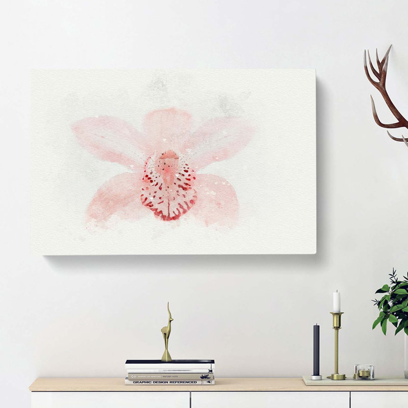 Light Pink Boat Orchid In Abstract - Wrapped Canvas, 60cm H x 91cm W x 3cm D