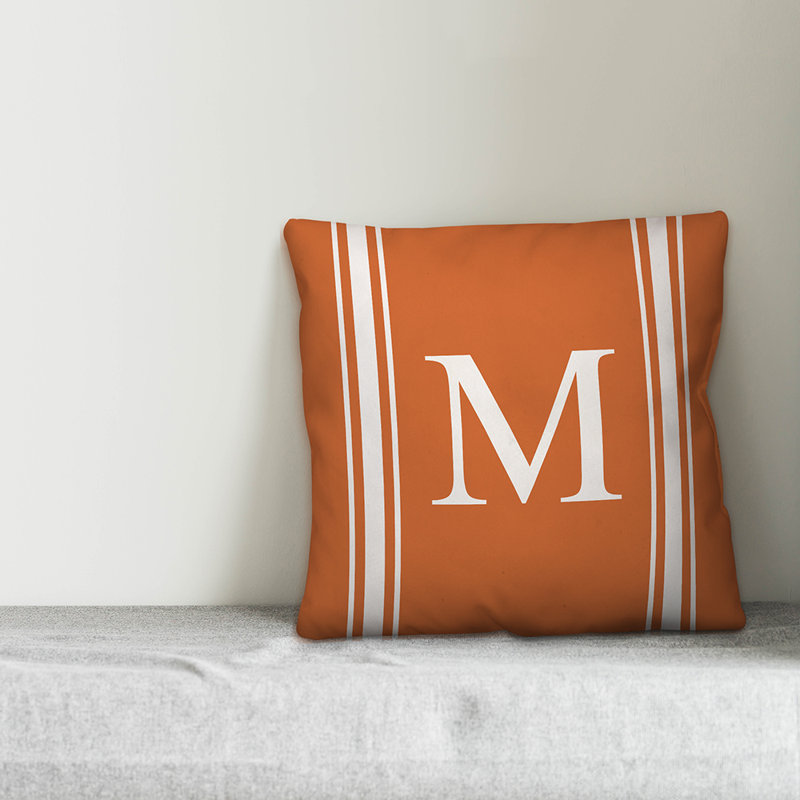 Striped Throw Pillow, M, Orange
