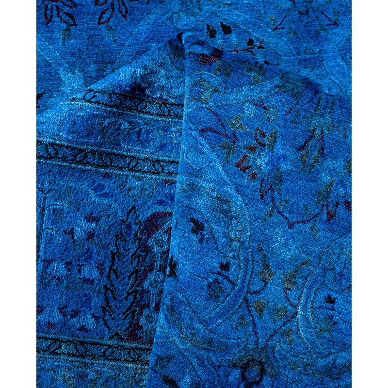 Overdyed Hand-Knotted Wool Modern-Contemporary Navy Area Rug 8' 0" x 10' 3"