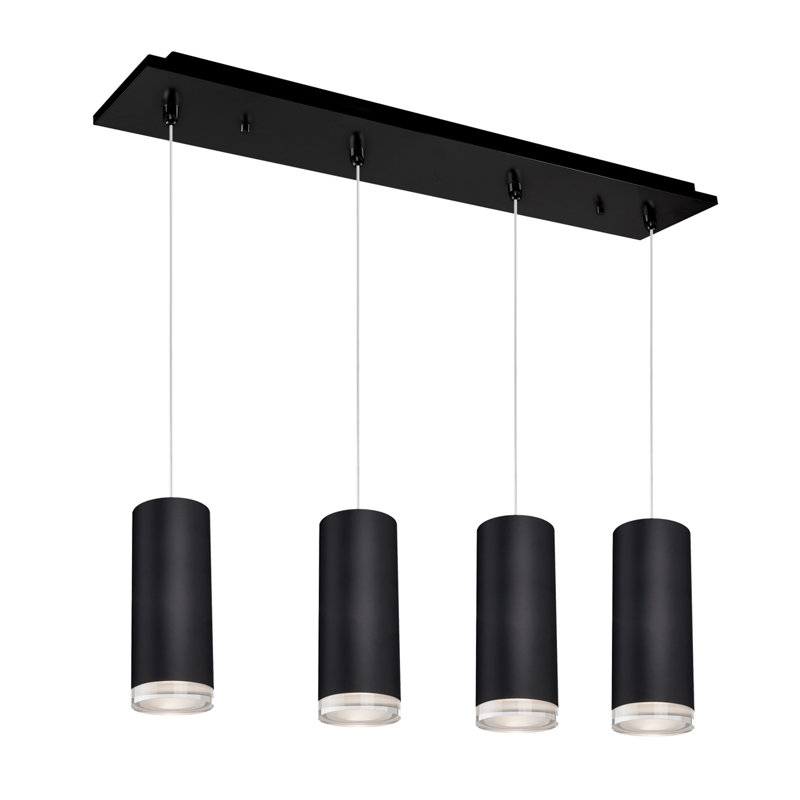 Luminaire suspendu multicolore 4 lumières 25 po Cameo, Noir, Quatre lumières, 43 W