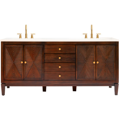 Lilly's 72"L Free Standing Vanity In Dark Walnut