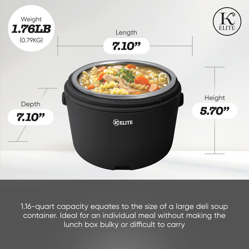 Boîte à repas et réchaud électrique portatif 1,16 pte Kitchen Elite, noir
