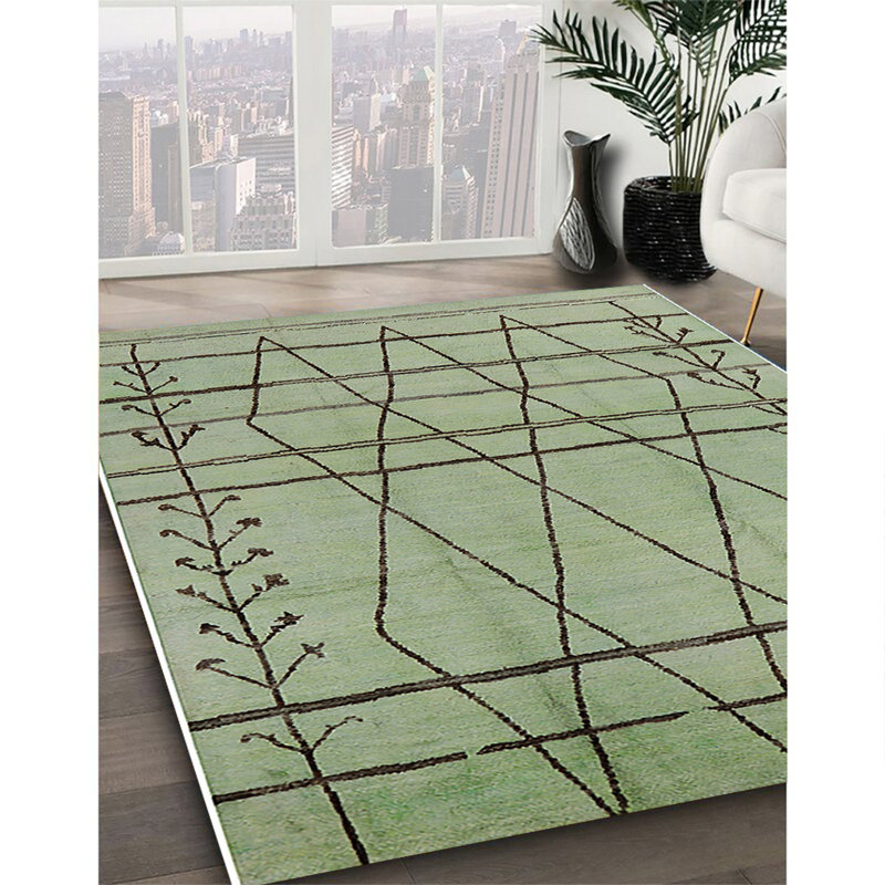 Tapis marocain tissé à la machine Ithaman, Carré de 6 pi