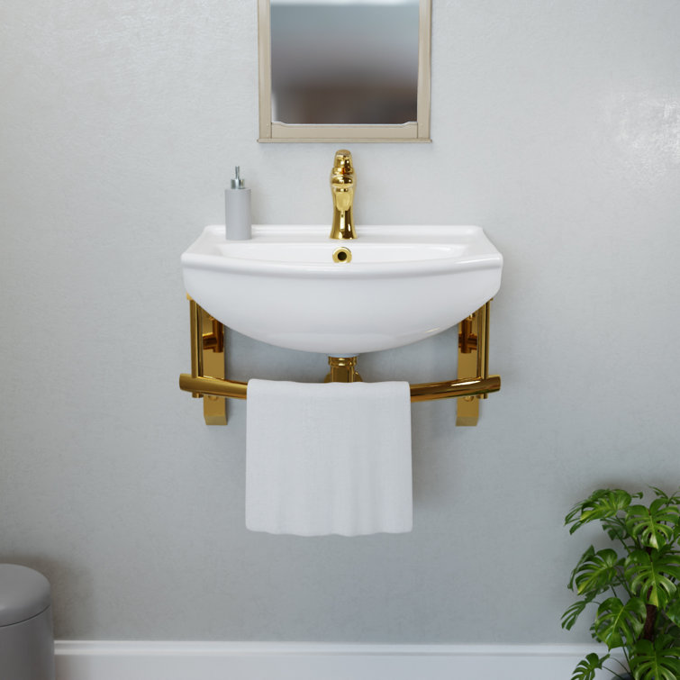 The Renovators Supply Inc. 17.75'' White Porcelain U-Shaped Bathroom Sink with Faucet and Overflow