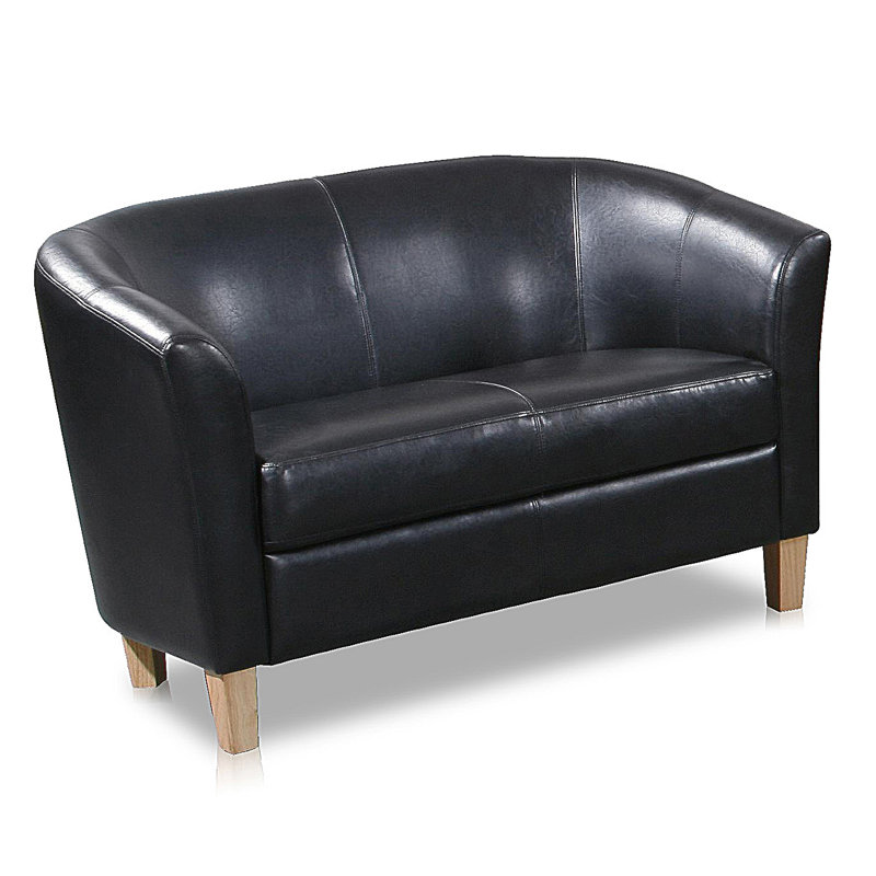 Ruth Faux Leather Loveseat, Black