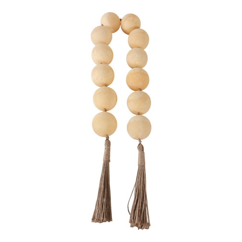 Sagebrook Home 40" Swirled 2" Resin Beaded Garland, Green, Ivory/Tan